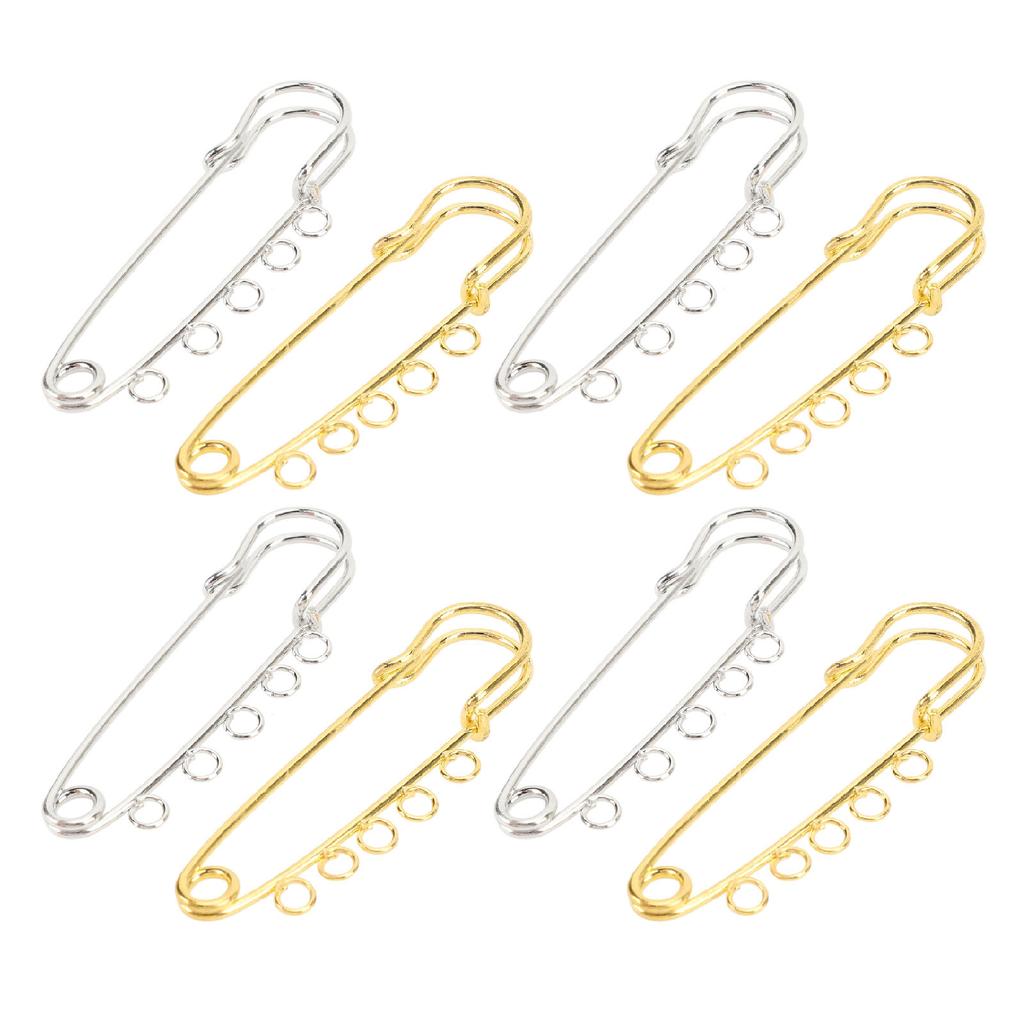 20PCS Brooch Safety Pins Metal Heavy Duty Safety Pins with 5 Holes for Jewelry Making Clothes Blankets Sewing Gold