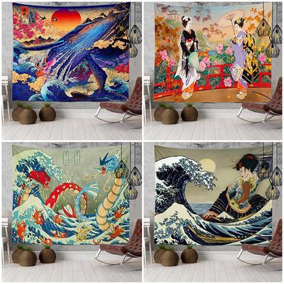 Tapisserie de décoration pour la maison, chambre à coucher, Ukiyo-e Kanagawa, tapisserie de Surf ondulée, décoration de salon, tissu de fond japonais