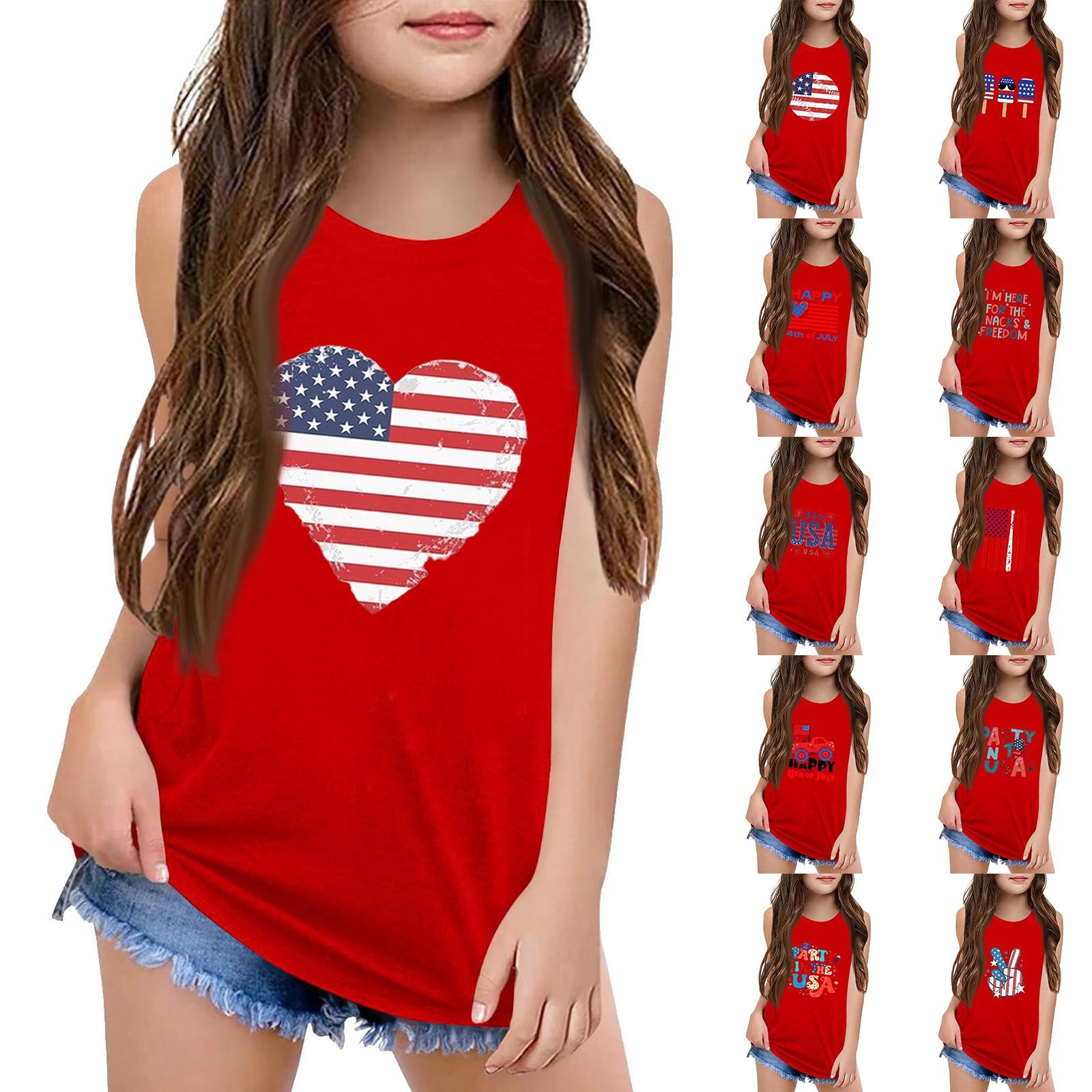 

Girls Kids Summer Crewneck Sleeveless Shirts Tank Tops 130