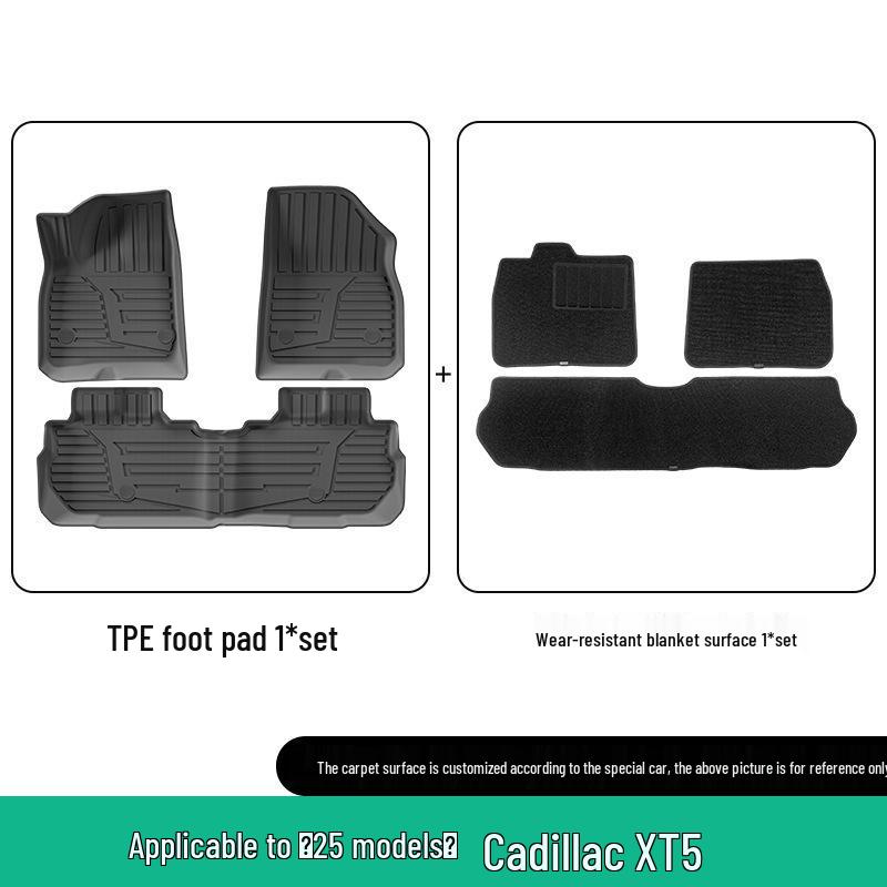 Eco-Friendly TPE Floor Mats and Trunk Mat for Cadillac XT5 - Includes Seat Back Cushion