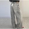 Pantaloni Jeans Versatili a Vita Bassa Donna Vintage Larghi Dritti Gamba Larga Lunghi Jeans Donna Primavera Autunno Moda Quotidiana Streetwear