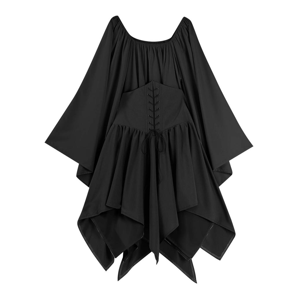 Women Fashion Long Sleeve Vintage Dress Cosplay Party Evening Night Formal Dress