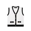 2025 Summer Color Block V-neck Knit Vest with Metal Button Embellishments