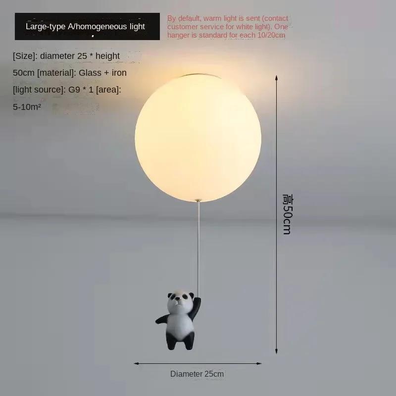 Nordic Creative Panda Bedroom LED Ceiling Lamp Living Room Children's Cartoon Animal Unique Art Decorative Lighting Fixture
