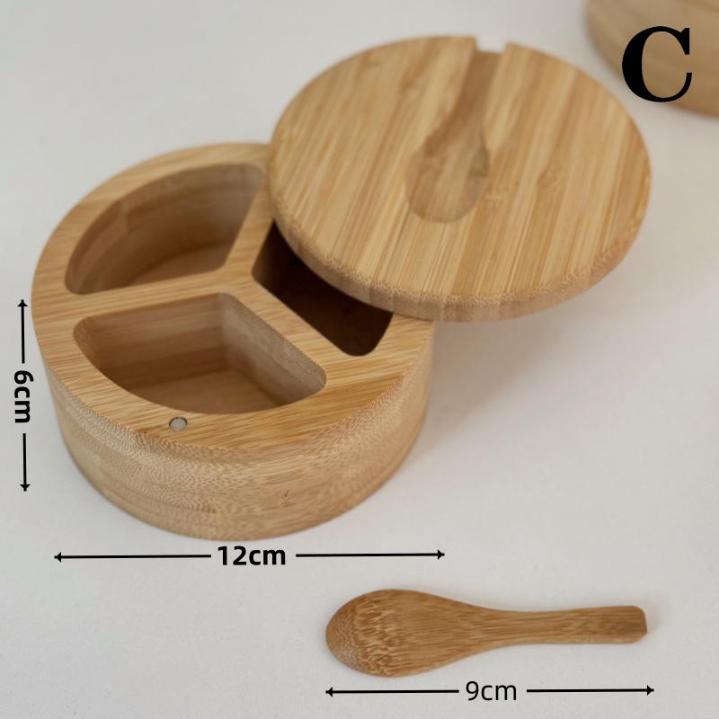 

Бамбуковая солонка с магнитной поворотной крышкой, бамбуковый ящик для хранения соли, круглый контейнер для соли, перца, сахара, трав