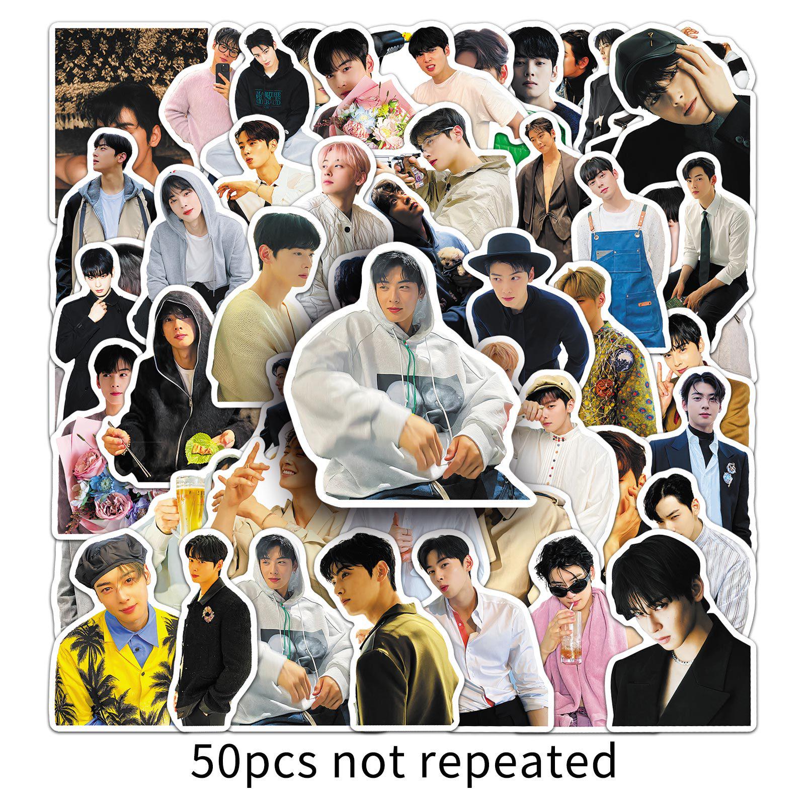 50 Cha Eun-woo Graffiti Stickers - Korean Star Merchandise for Water Bottles & Phones