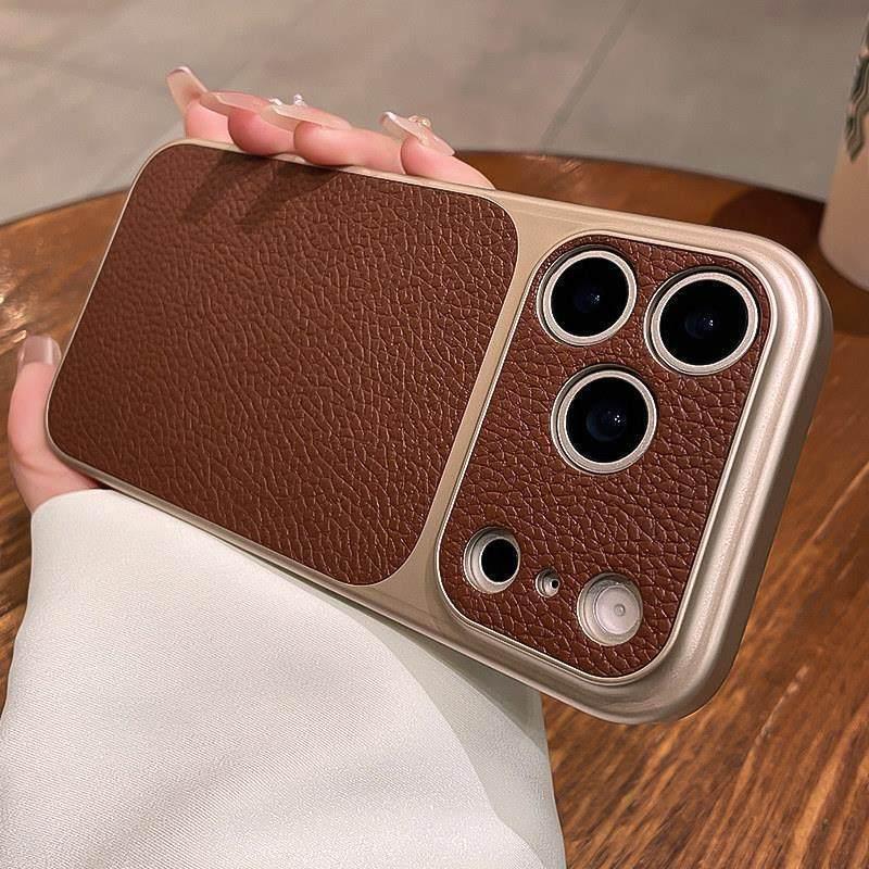 iPhone 17 Pro Max Lychee Leather Pattern Full Coverage Anti-drop Protective Case