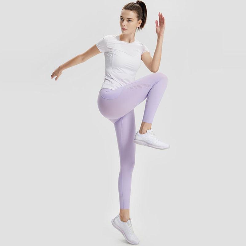 SAUCONY Solid High-Waisted Tight Yoga Fitness 3/4 Sports Leggings Women Leggings Light-Purple SC1239082-4