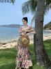 MODIQUE Sommar Kvinnor Elegant Färgglatt färgtryck Casual Beach Chiffong Girly Långa Klänningar Holiday Lady Fairycore Sweet Atmosphere Klänningar