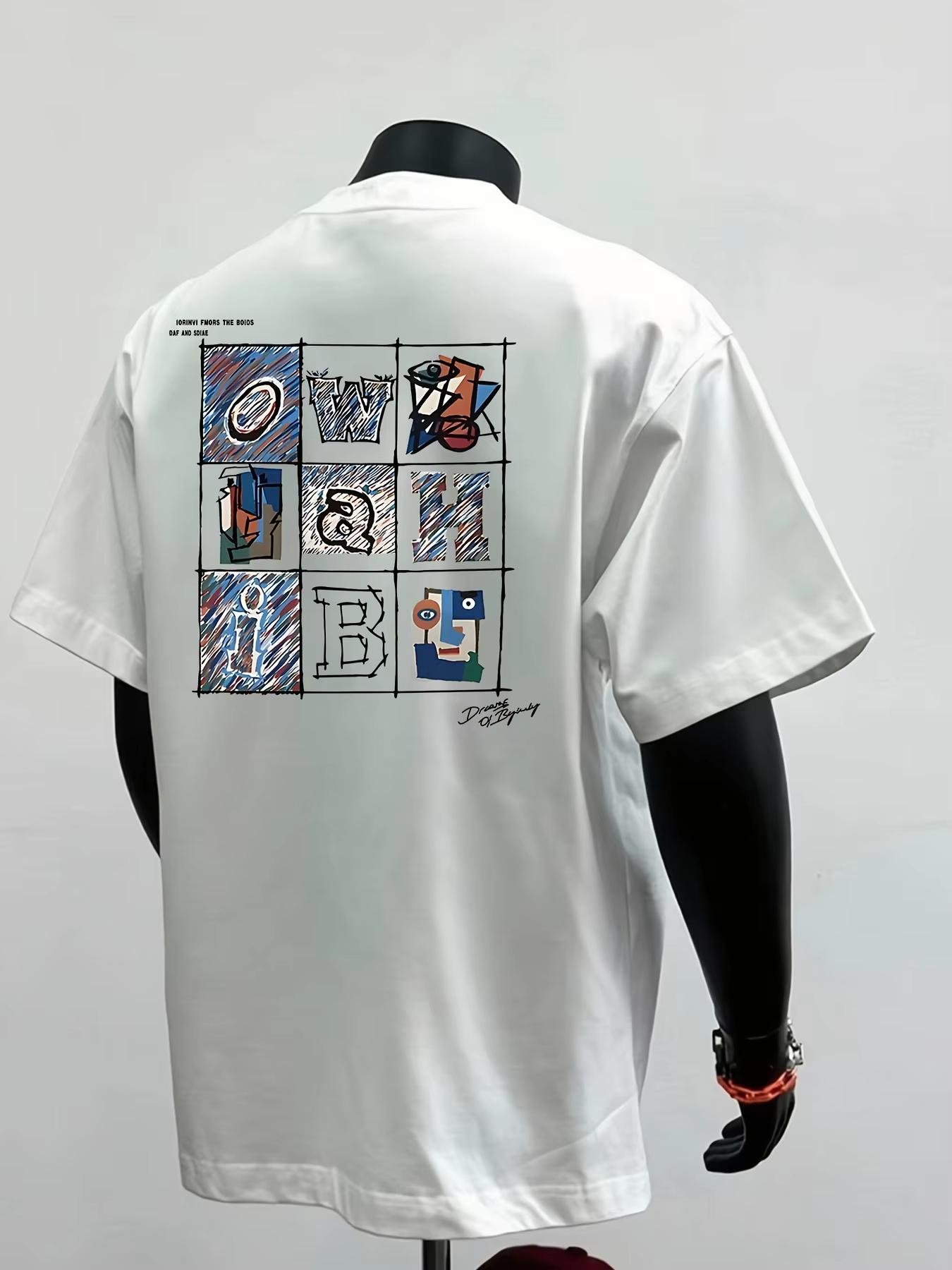 2026 Summer New Style Simple Patterned Men s T-shirt Fashionally Popular Men s and Women s Same Style Round-neck Printed T-shirt S разноцветный