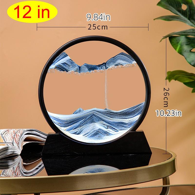 1PC 3D round Glass Moving Sand Art Hourglass Sandscapes Home Desktop Decoration Craft Unique Desktop Decor-moving Sand Timer 12 inches