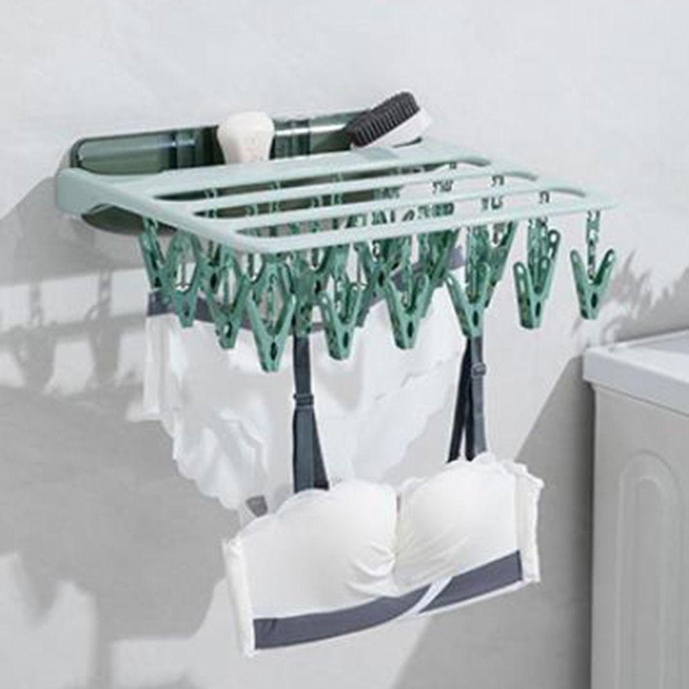 Windproof 24 Clips Clothes Hanger Plastic Cloth Drying Rack Underwear Drying Rack for Home