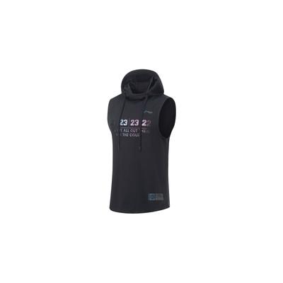 Quick-Dry Letter Print Knitted Vest Men Tops Black AWDT459-1