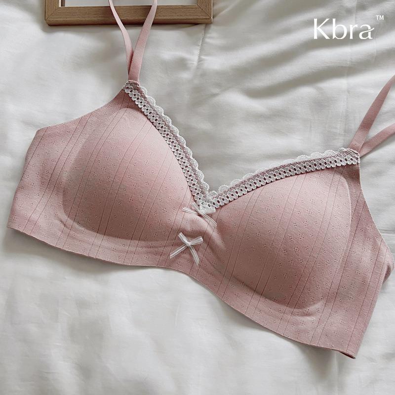The same floral lace edge V-neck underwear, women's small breasts gathered and supported, sub-breasts breathable bra cover thin