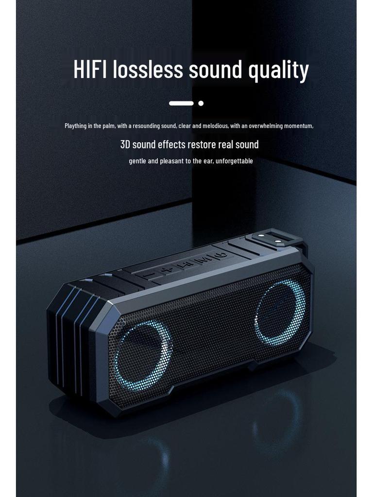 X8 Waterproof Bluetooth Speaker with Power Bank, Luminous Outdoor Subwoofer, Colorful Lights, and IPX7 Rating.