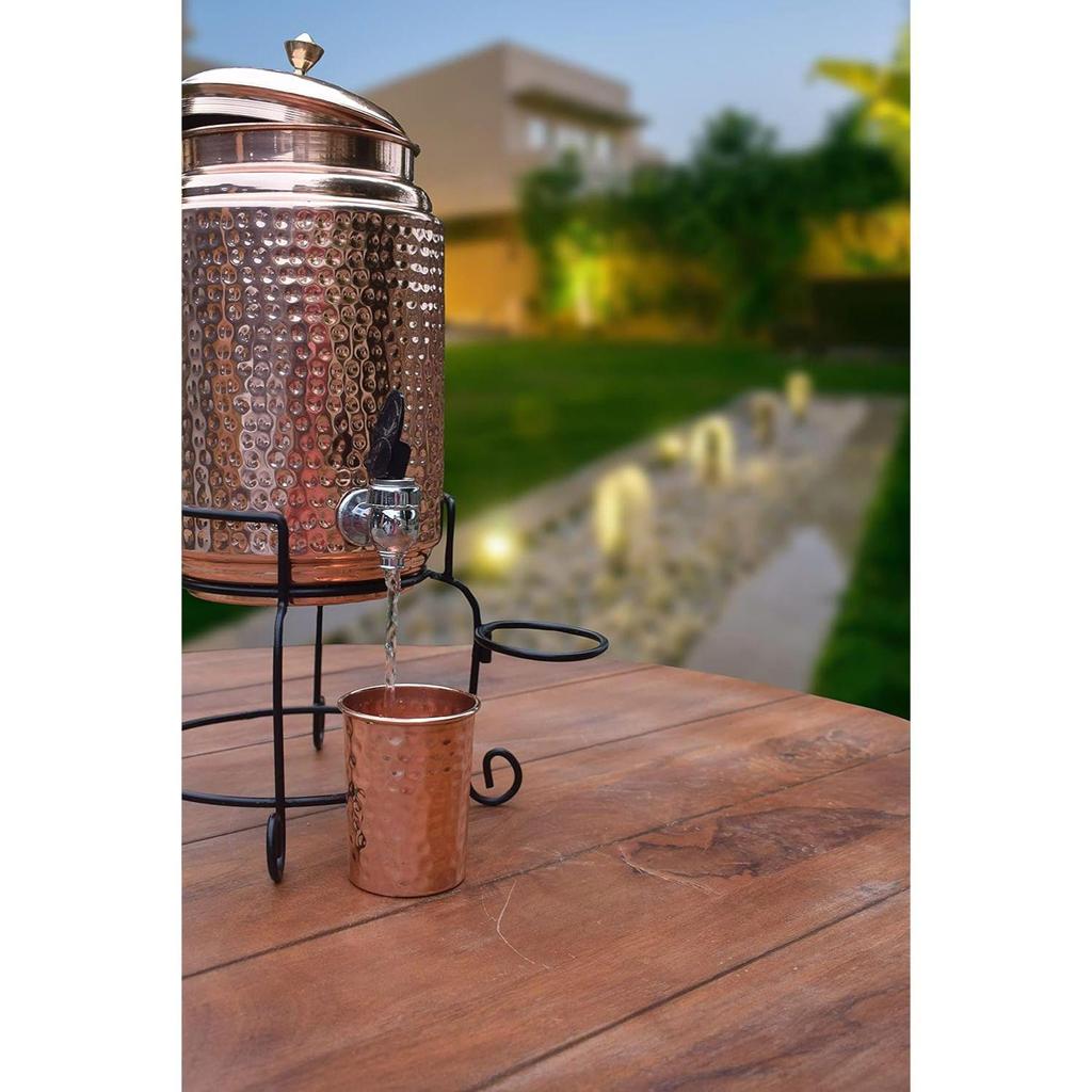 Měděná láhev na vodu, 1000 ml, sada 1 ks, zelený potisk (5 litrová nádoba)