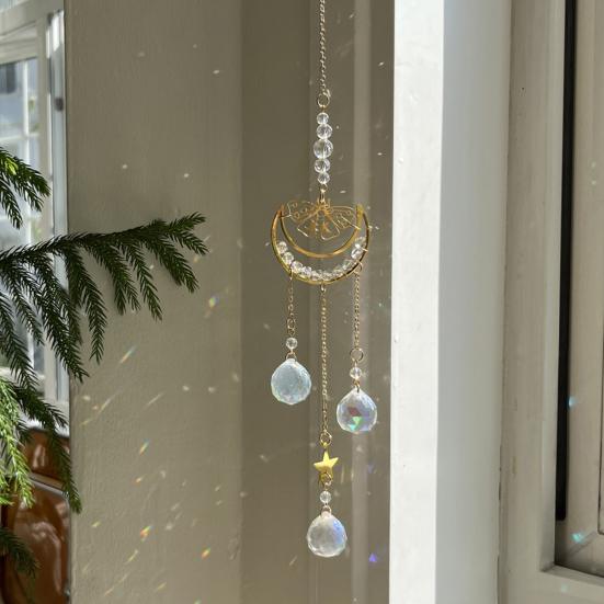 Cattura Sole in Cristallo Suncatcher con Luna Farfalla & Falena, Cattura Sole a Prisma per Decorazione da Appendere alle Finestre, Generatore di Arcobaleno per Giardino sul Soffitto