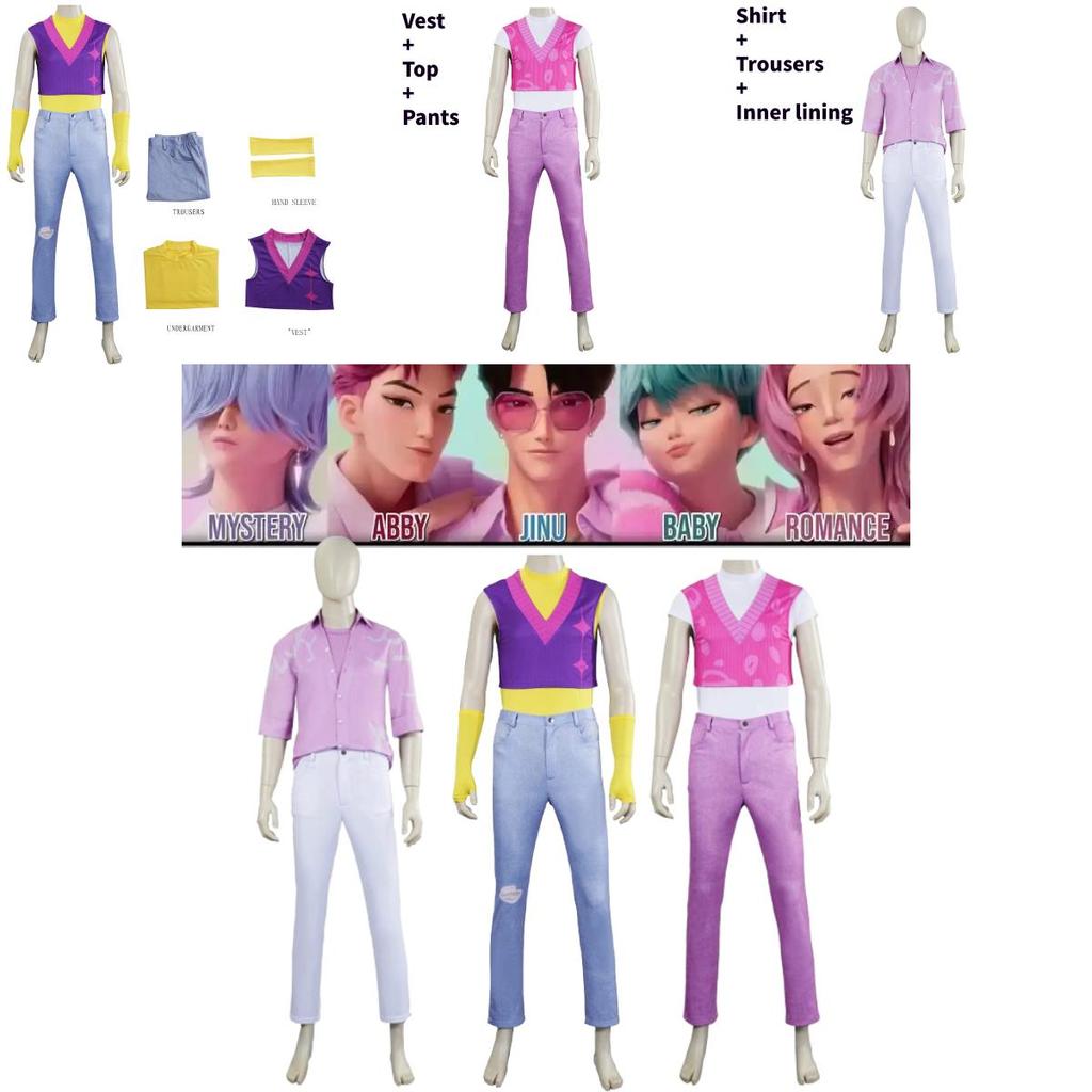 Kpop Demon Hunters Saja Boys Cosplay Costume Polyester Fabric With Stage Performance Suit For Teens And Adults
