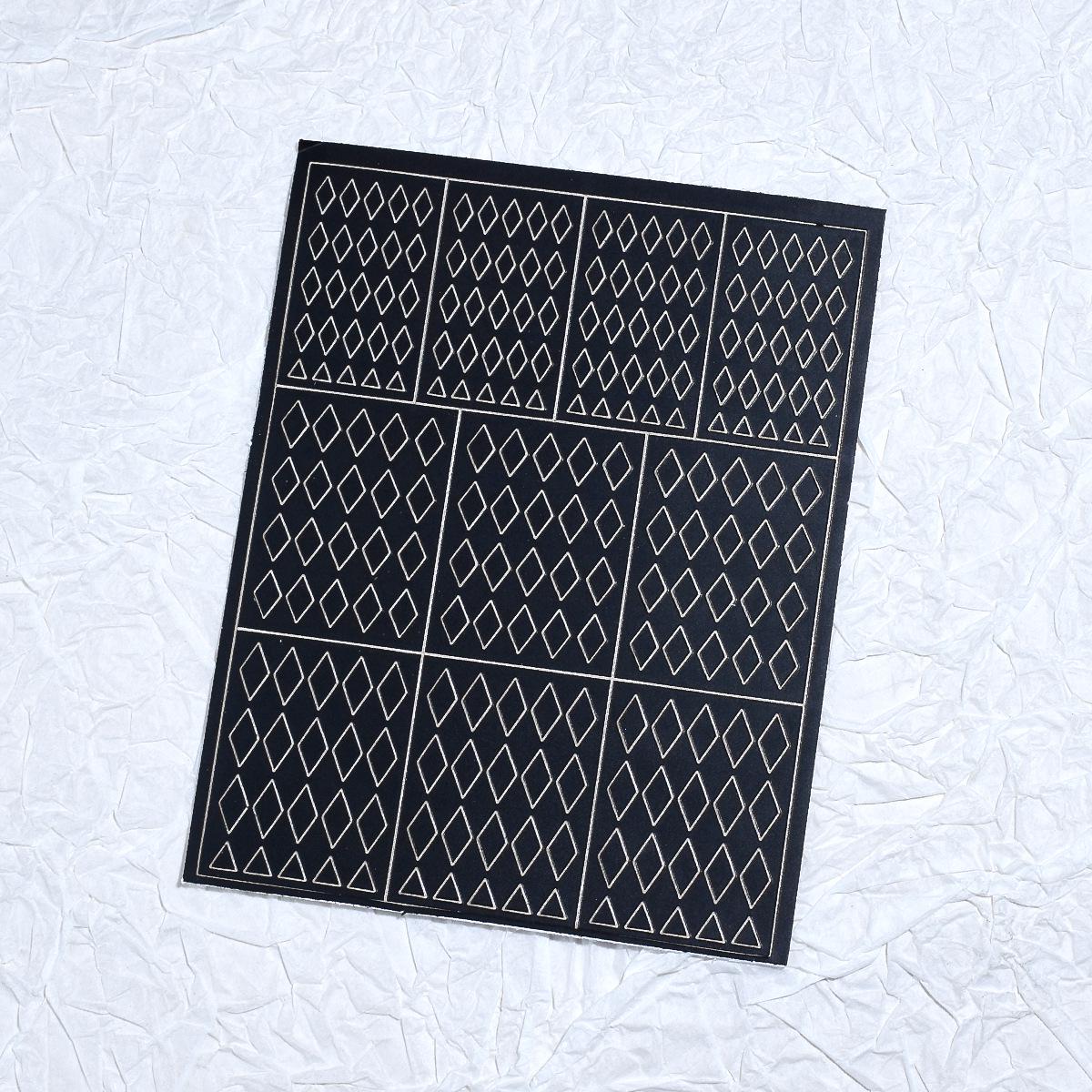 Nail Decals: Checkerboard & Leopard Print Gradient Stickers with Dual-Use Hollow Template.