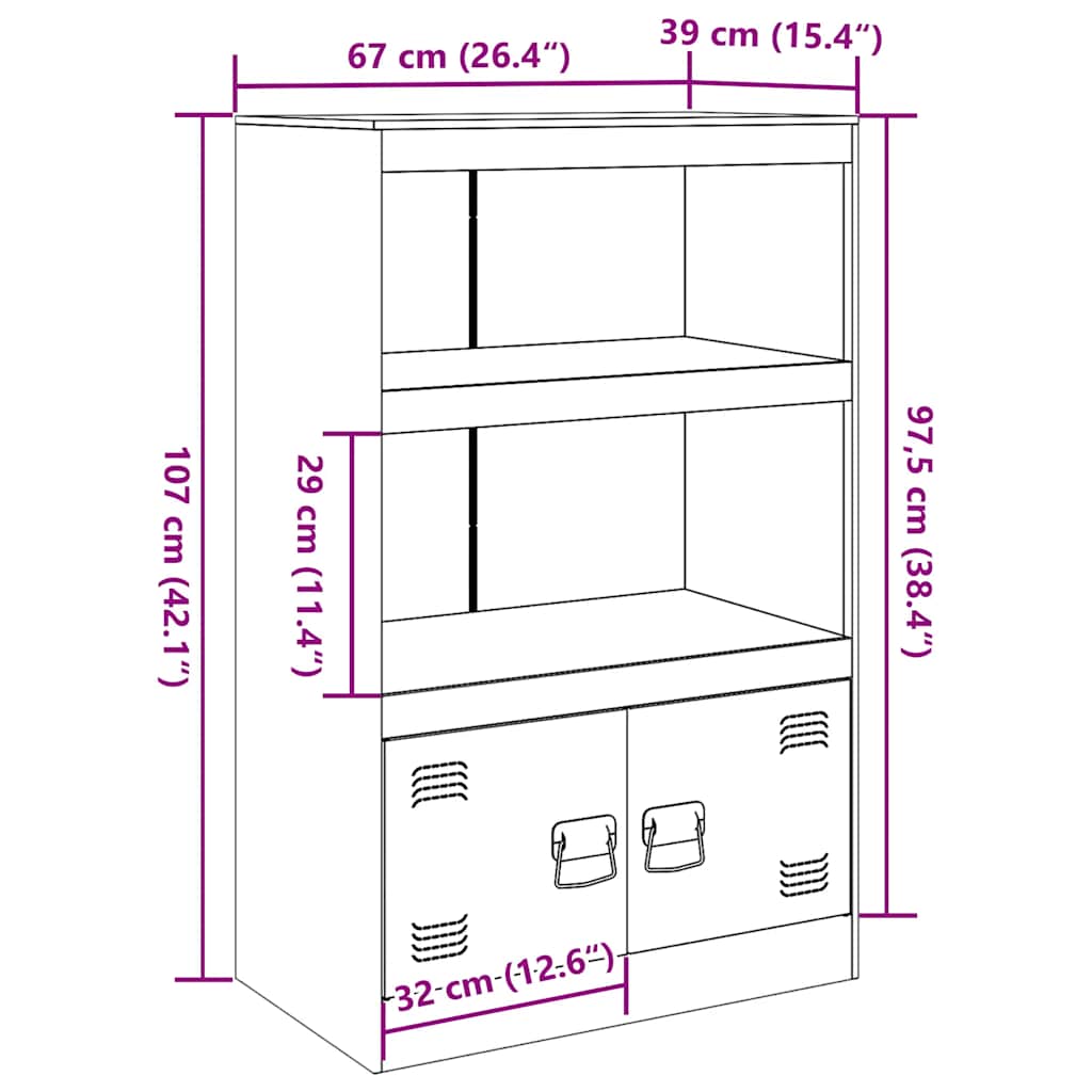 Sideboard Black 67 x 39 x 107 cm Steel