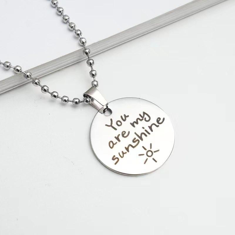 Round Engraved Stainless Steel Hip-Hop Necklace Pendant for Christmas Gift