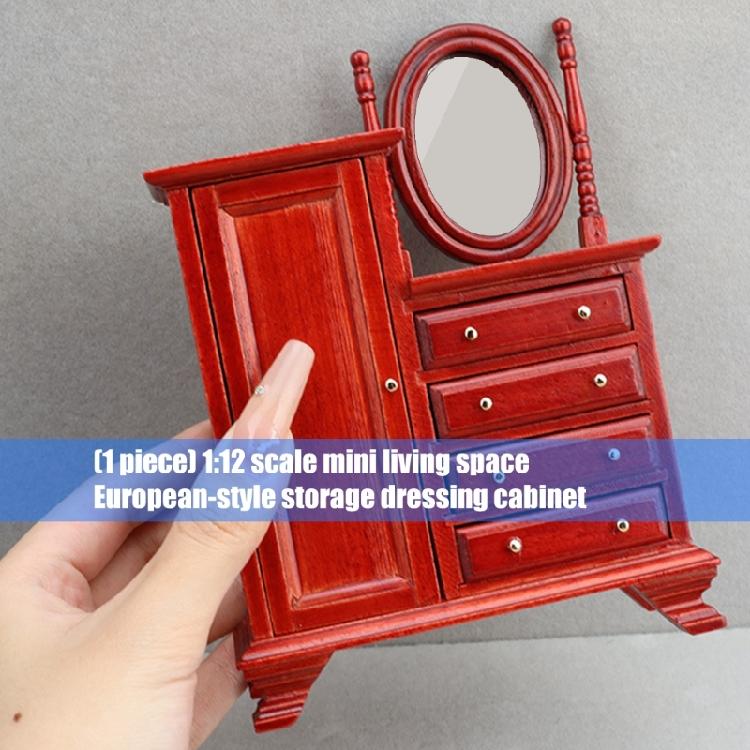 Miniature Dresser For 1/12 Doll House European Styles Furniture with Functional Drawer Door Craft Model Scene Display