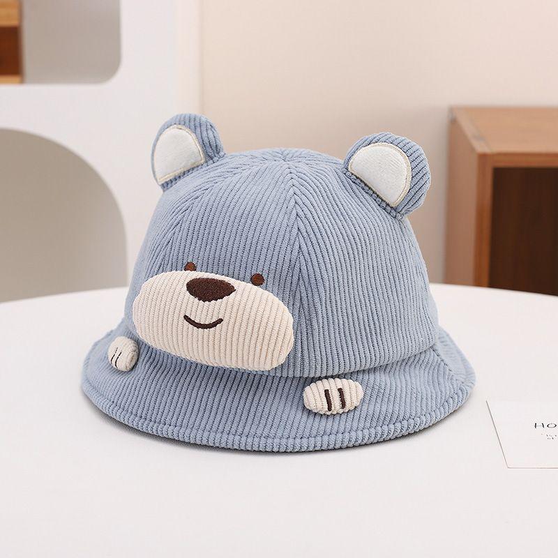 Children's Cute Bear Warm Bucket Hat - Korean Style, Windproof, for Boys and Girls