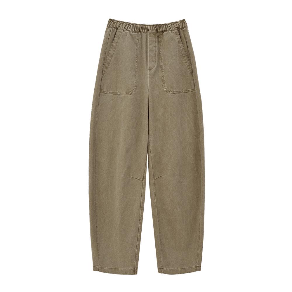 

ABOUTSEA Women s Japanese Style Elastic Waist Cotton Scythe Pants - Spring Slimming & Casual Small