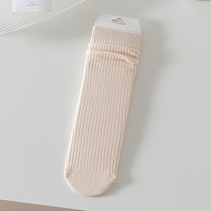 Wool Socks Children'S Stacking Socks Season Thickened Warm Solid Color Retro Versatile Sweat-Absorbing Deodorant Medium Tube Socks
