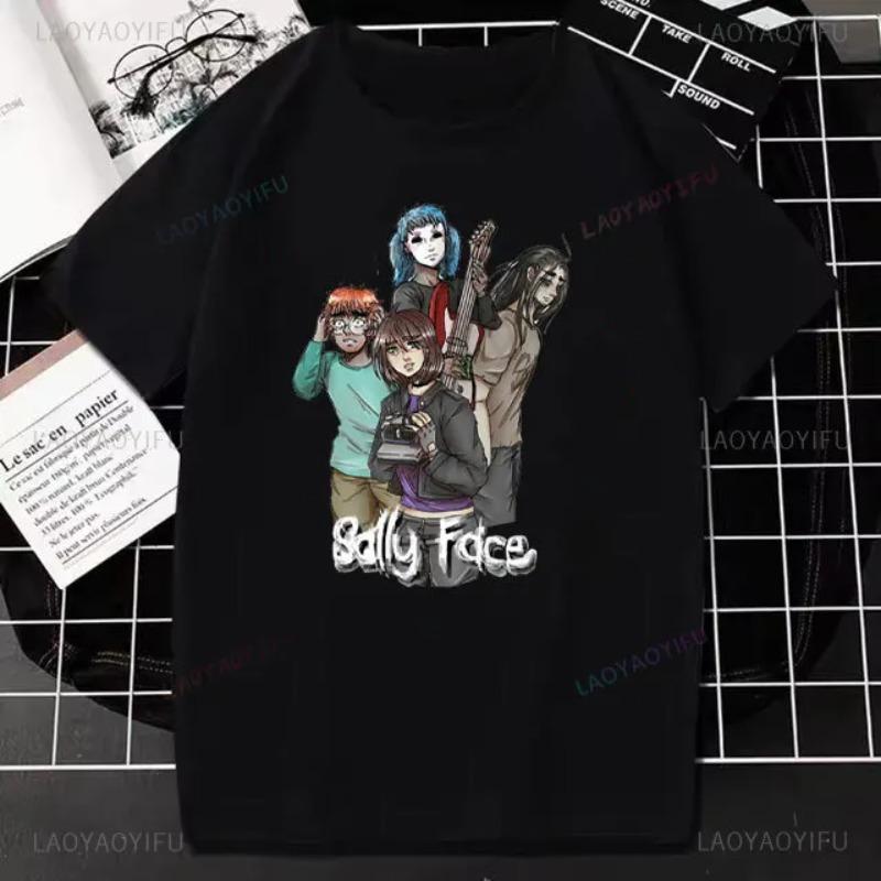 Sally Face Unisex Print TShirt Horror Game Kawaii Harajuku Anime Cotton Tops Women Fashion Casual Tee Hiphop Gothic Streetwear