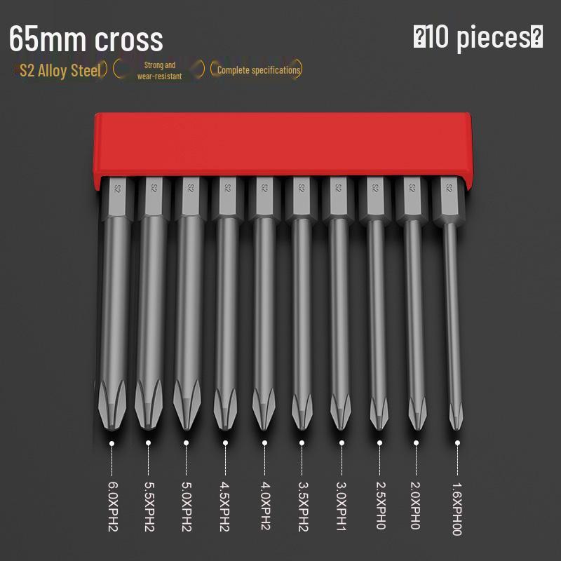 

10-Piece Strong Magnetic Phillips Head Drill Bit Set, 65mm Electric & Pneumatic Screwdriver Bits with Magnetic Ring