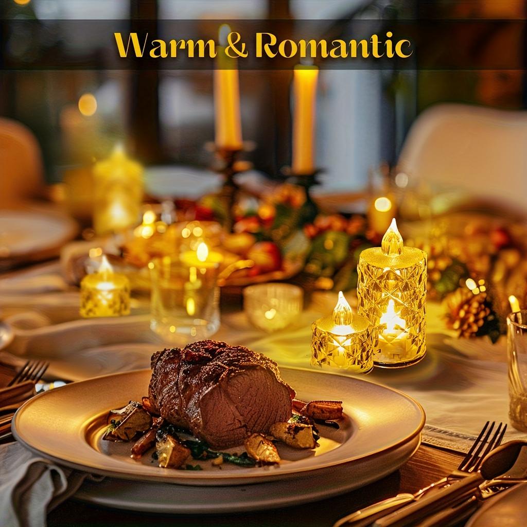 3PCS Flameless LED Light Candle LED Crystal Candle Light Electronic Night Lamp Dating Party Holiday Home Wedding Decoration