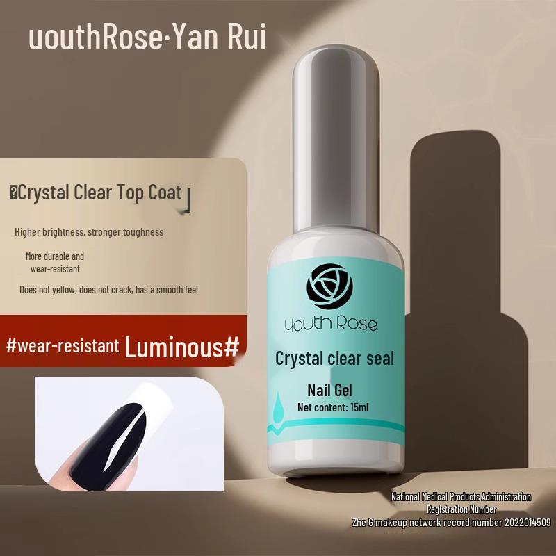 Yanrui Nail Strengthening & Matte Gel Polish Set for Rhinestones - Base & Top Coat Combo.