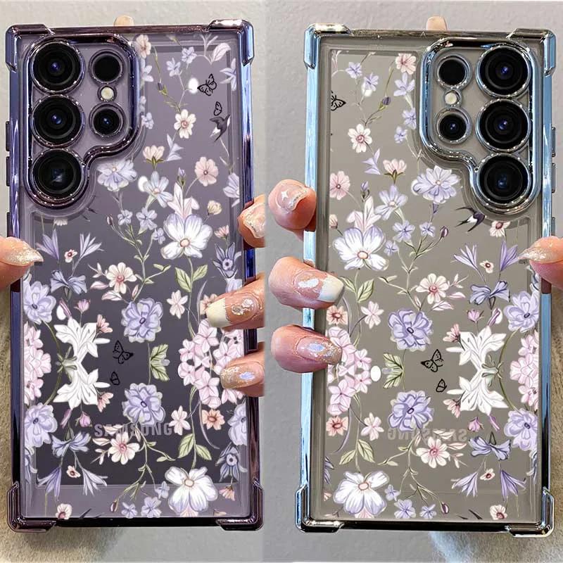 Phone Case For Honor 600 Lite 400 Pro X8D X6D X9B X7A X6A X8B X8 Magic 7 Lite Vintage Soft Violet Flowers Cover Air Bag