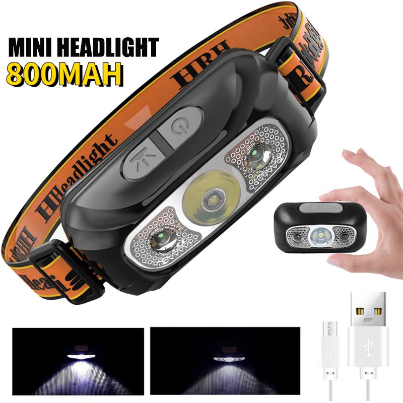 

800MAH Mini LED Headlamp Built-in Battery USB Rechargeable Head Torch Outdoor Camping Fishing Head Flashlight Searchlight Headlight