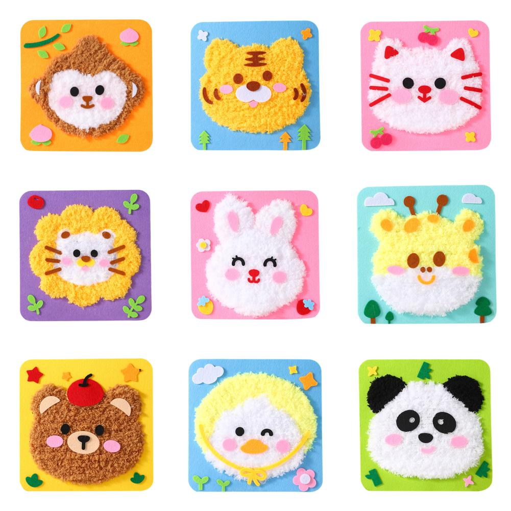 DIY Embroidery Animal Face Set Cartoon Animal Creative DIY Arts Crafts DIY Educational Sewing Kit for Beginners Crafts Gifts