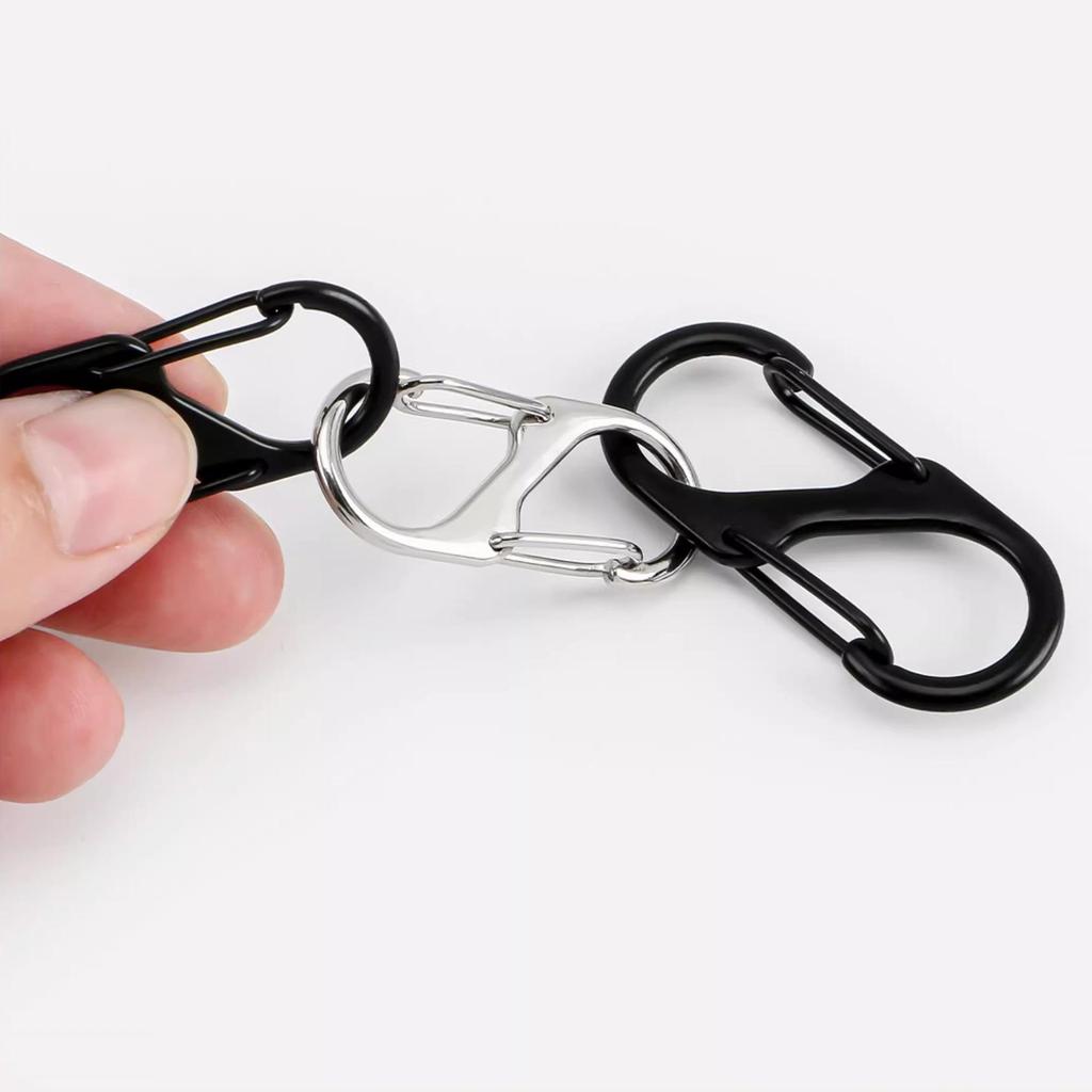 Zinklegierung Schwarz S-förmiger Doppelkopf-Karabiner Schlüsselanhänger