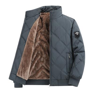 Herbst- und Winter Samt Warme Baumwolljacke für Herren Lässig Sportlich Winddicht Thermomantel Stehkragenjacke
