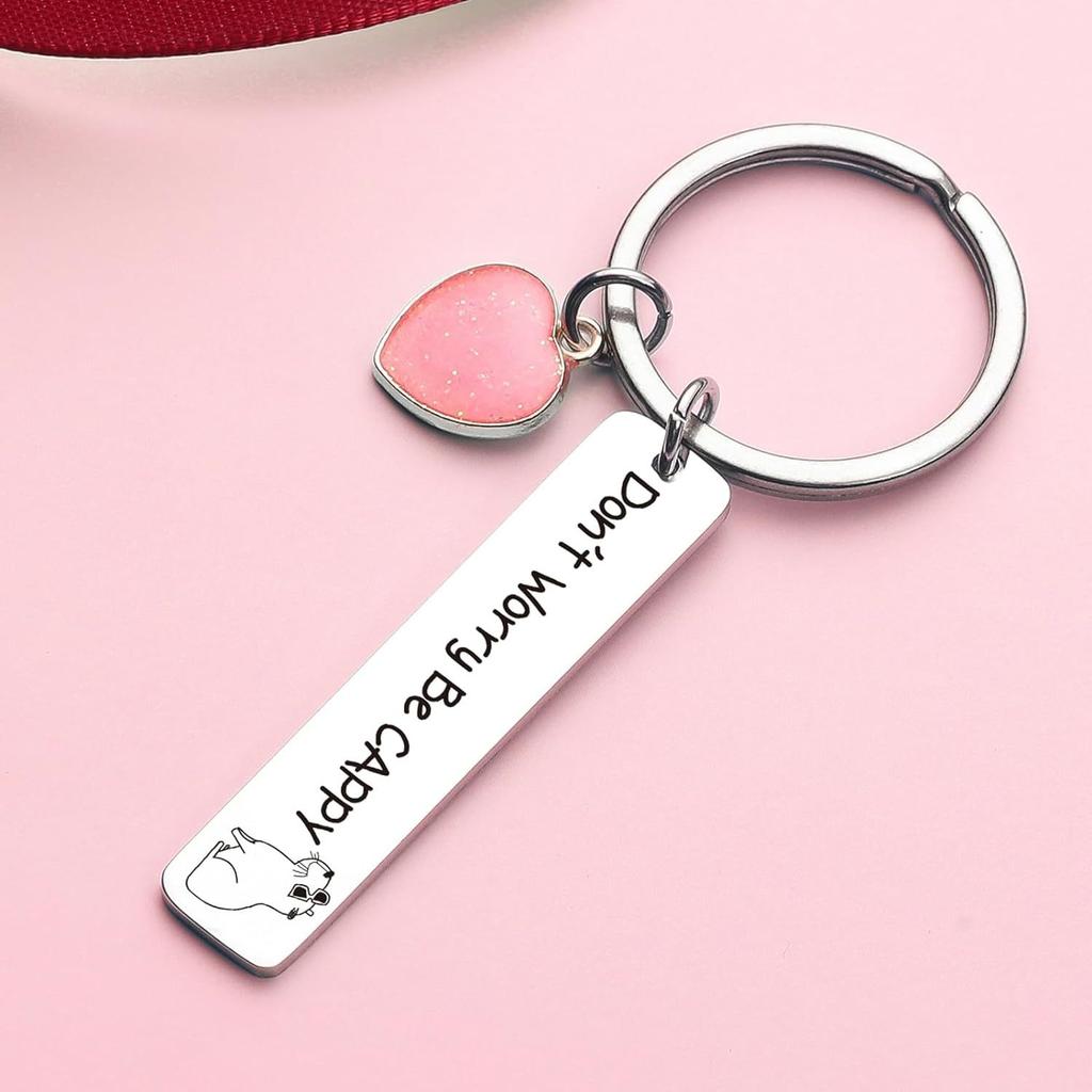Love Capybara Stainless Steel Keychain Inspirational Encouraging Pendant Stylish Bag Charm Practical Gift for Children Friends