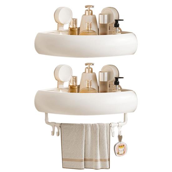 Suction Cup Shower Caddy Rustproof Space Aluminum Corner Shelf with Raised