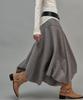 FROMWHERE Wool Draping Long Skirt Gray