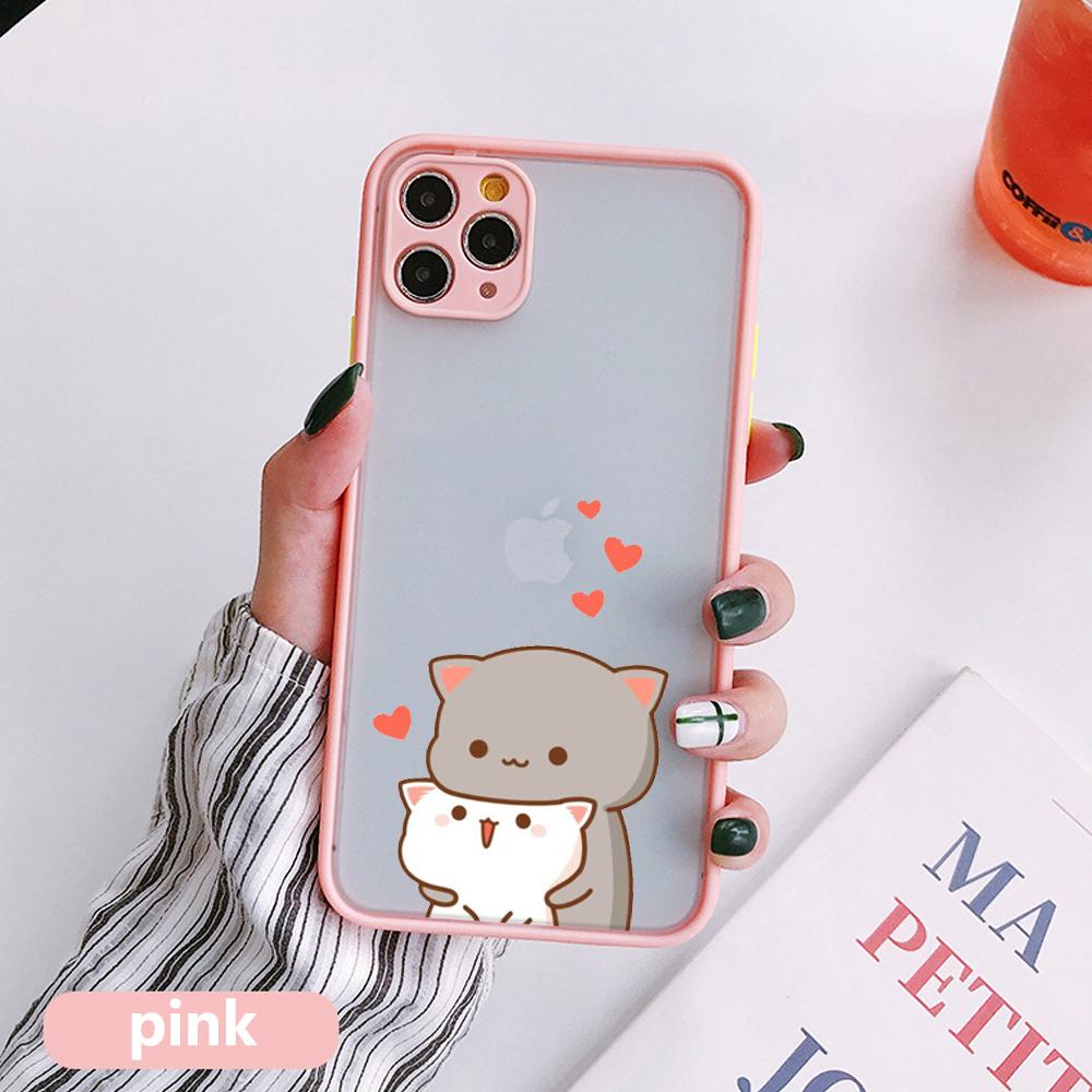 

Чехол для телефона I love u с изображением персика и моти кота, противоударный бампер для iPhone13 12 11 Pro Max XR X XS 7 8 Plus, чехол с забавным котом для пары iphone 11