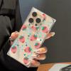 Clear Square Back Tube Case Protection For iPhone 16 ProMax 13 14 Pro Max 15 Plus 11 12 Anti-Oxygen,Multiple Strawberries Pattern Casing