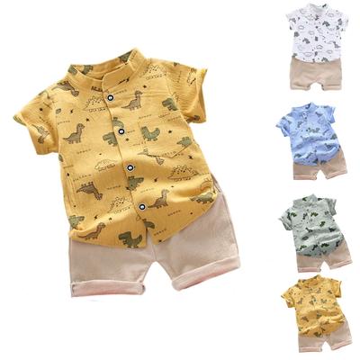 Toddler Baby Boys Girls Short Sleeve Shirt and Shorts Set Lightweight Cotton Linen Summer Outfit Soft Breathable Casual Clothes