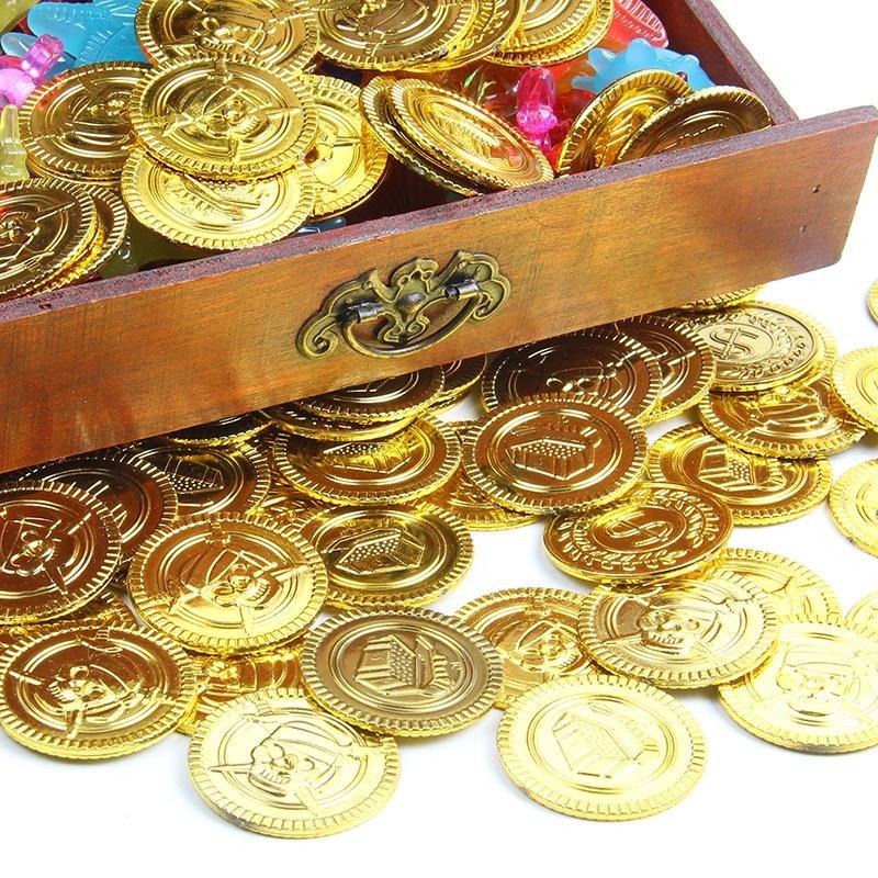 10 Stück Piraten Goldmünzen Plastik Goldmünzen Requisiten Spielzubehör Lustiges Spielzeug zum Spielen für Kinder Kinder Goldmünzen Requisiten (golden)