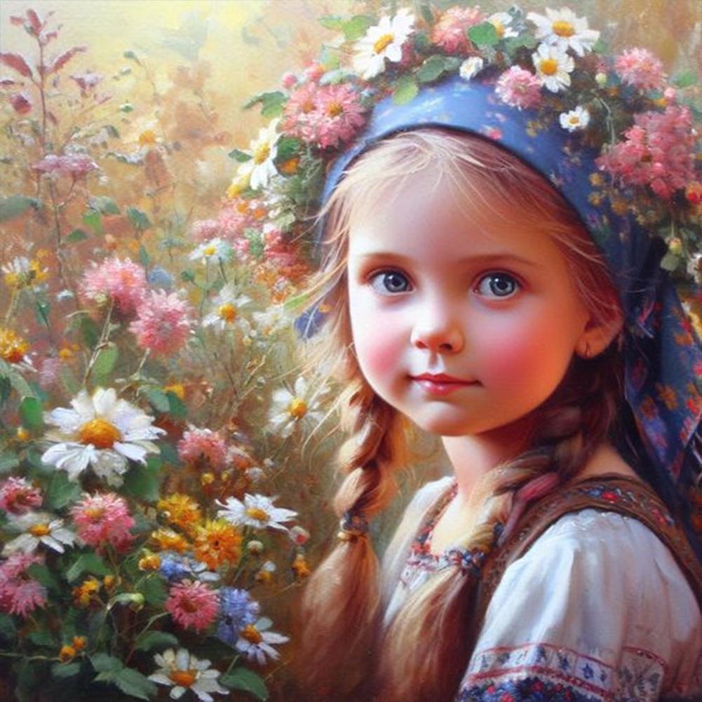 5D DIY Full Round Drill Diamond Painting Girl Kit Home Decor Art Craft 30x30cm