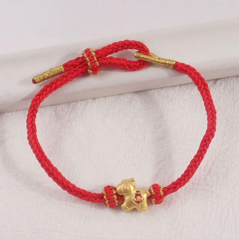 Wristband Horse Bead Bracelet Chinese Style Lucky Pony Fortune Bracelet Red Rope Bracelet Gift