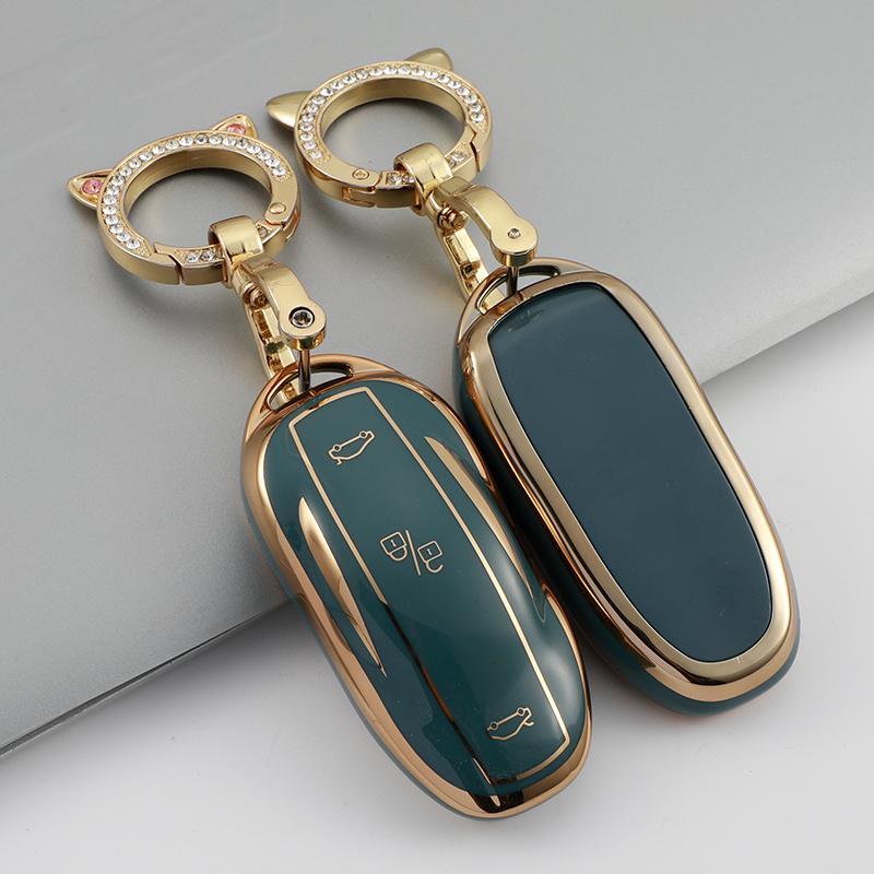 TPU Full Protect Key Cover Key Case for Tesla Model S Model 3 Model X Model Y Car Key Shell Keychain