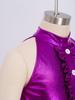 Meisjes Mock Neck Mouwloze Jumpsuit Metallic Bodice Ruches Wijde Pijp Rits aan de Achterkant Jazzdans Kostuum