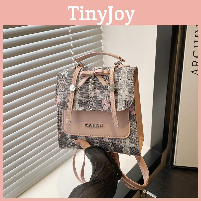 Print Sweet Splicing Design Bow And Lace Decoration Women Casual Shoulder Bags